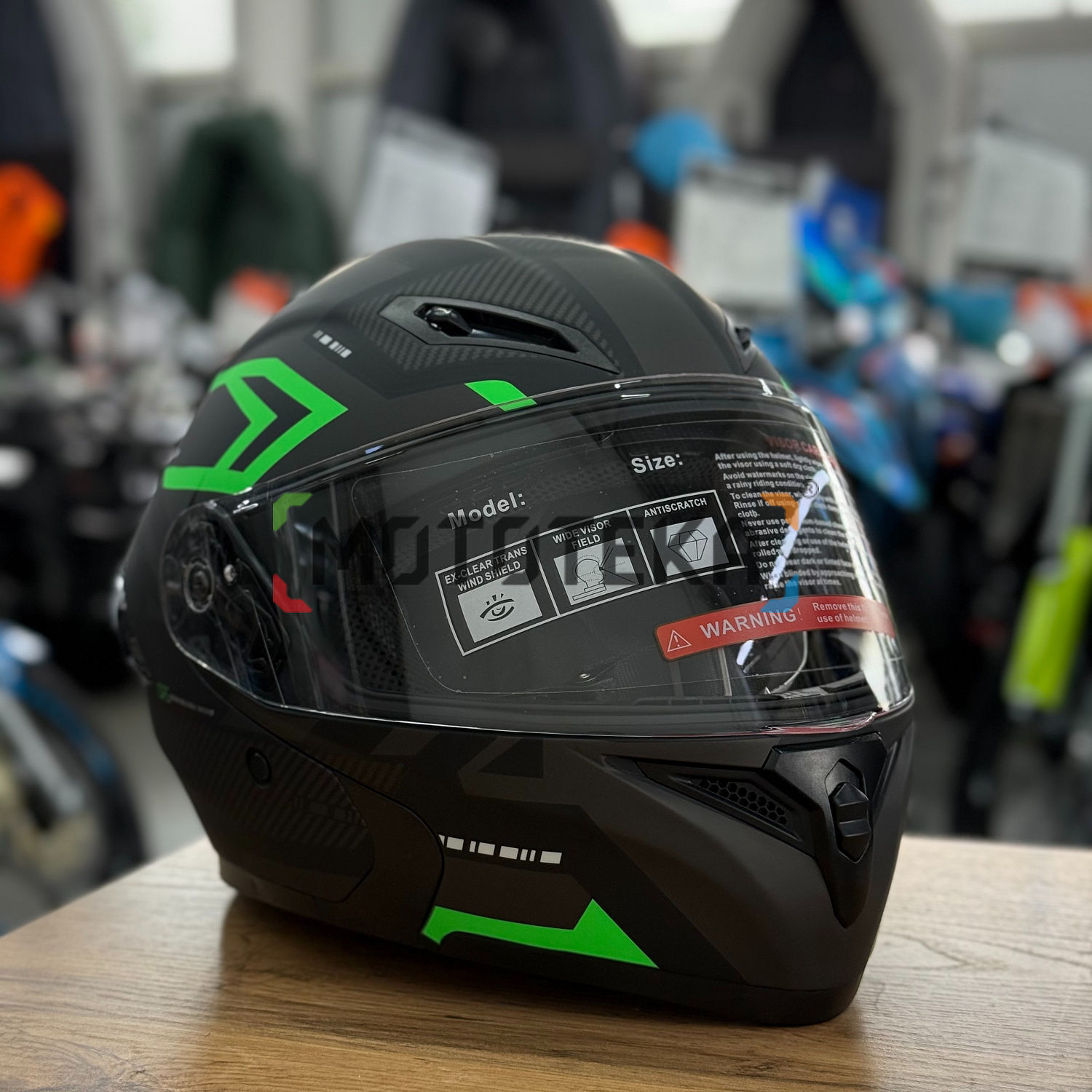 Экипировка в наличии! Шлем мото модуляр Мототека TQ 901 BLACK/GREEN