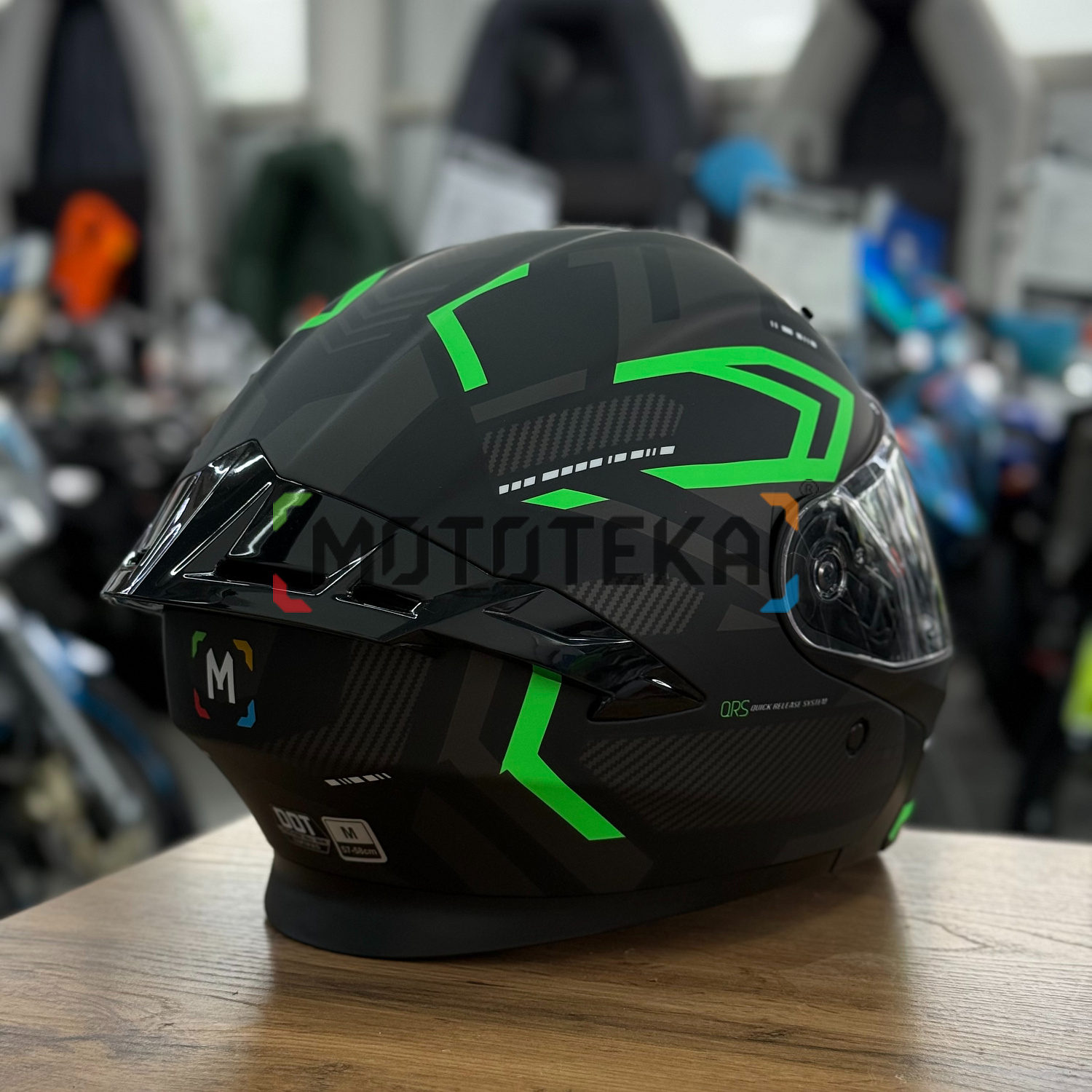 Экипировка в наличии! Шлем мото модуляр Мототека TQ 901 BLACK/GREEN